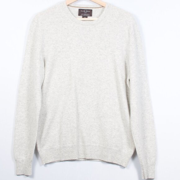 Black Brown Men's Crewneck Sweater M Gray Solid Cashmere Looks Unworn - Picture 1 of 5